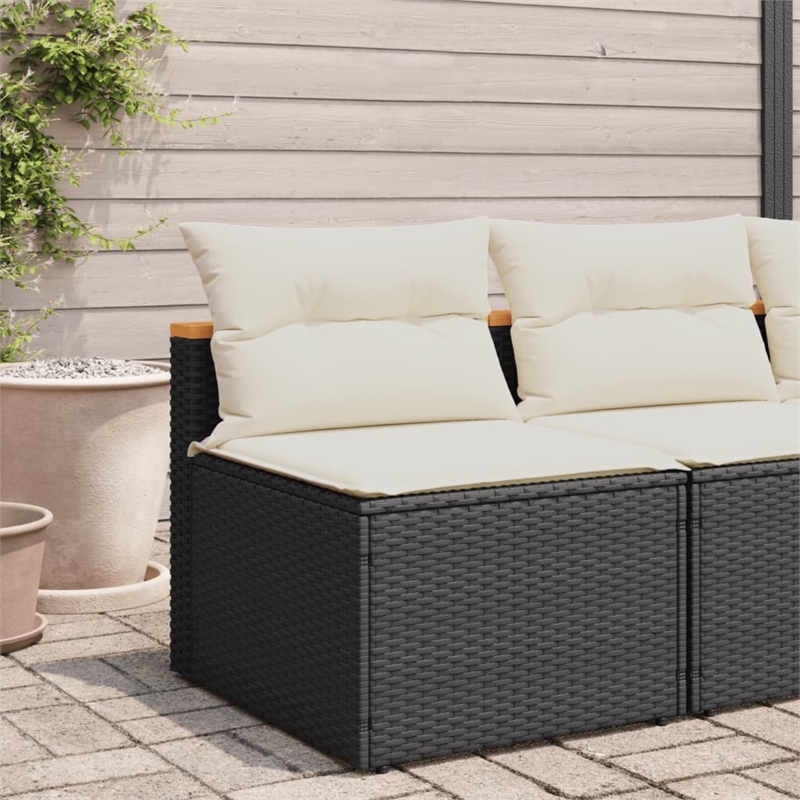 vidaXL Standard Modular PE Rattan Garden Sofa in Black