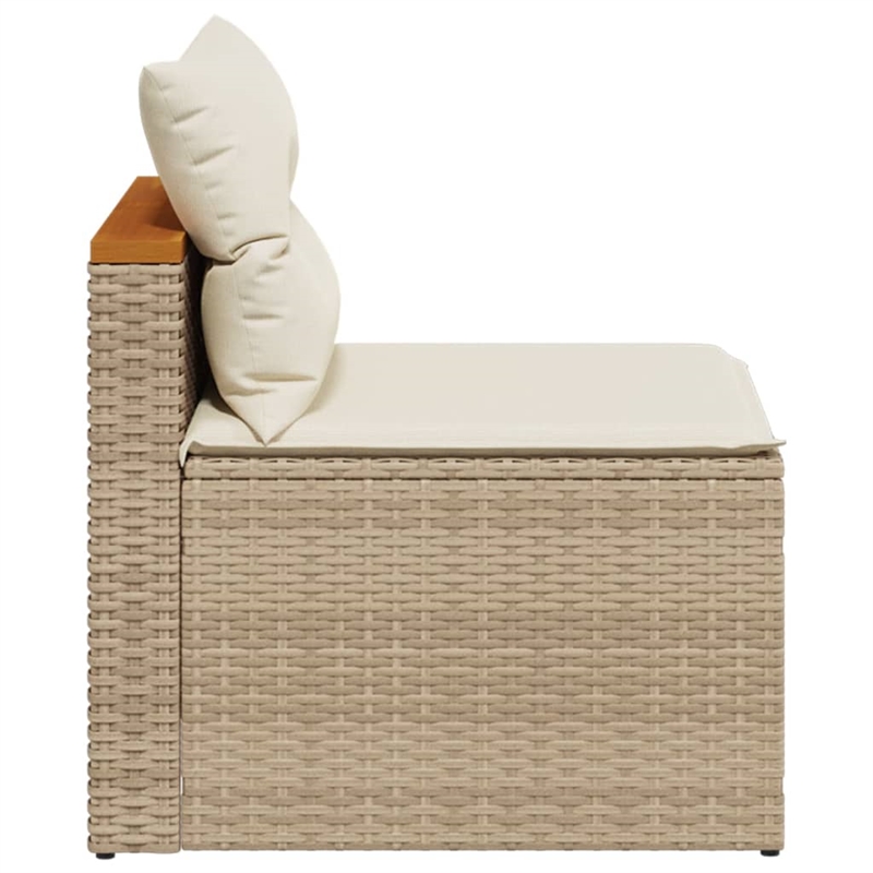 vidaXL Medium Modular PE Rattan Garden Sofa Square in Beige