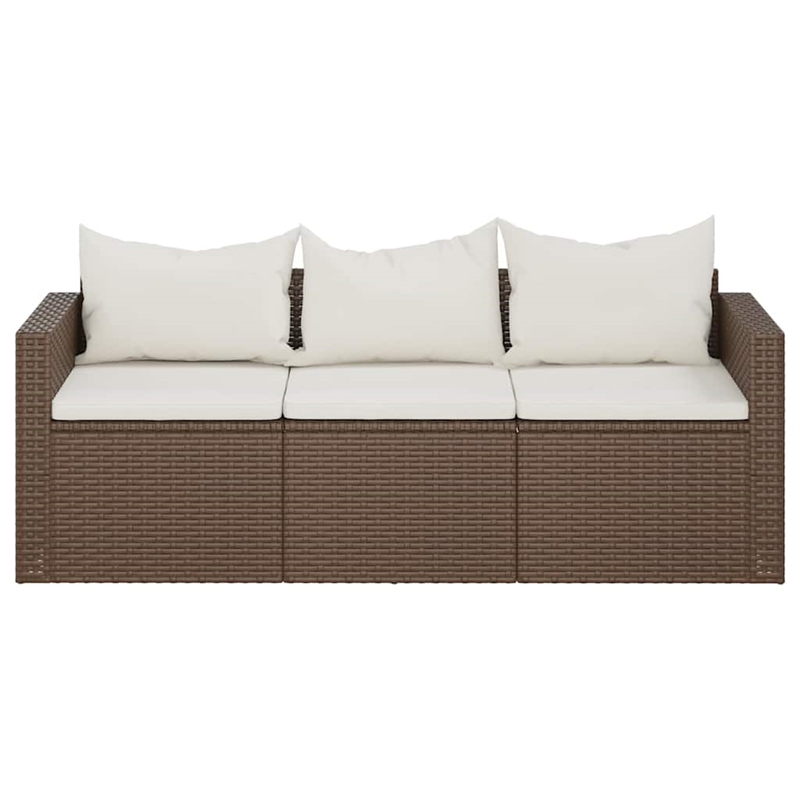 vidaXL 3-Seater Poly Rattan Patio Sofa Modular in Brown