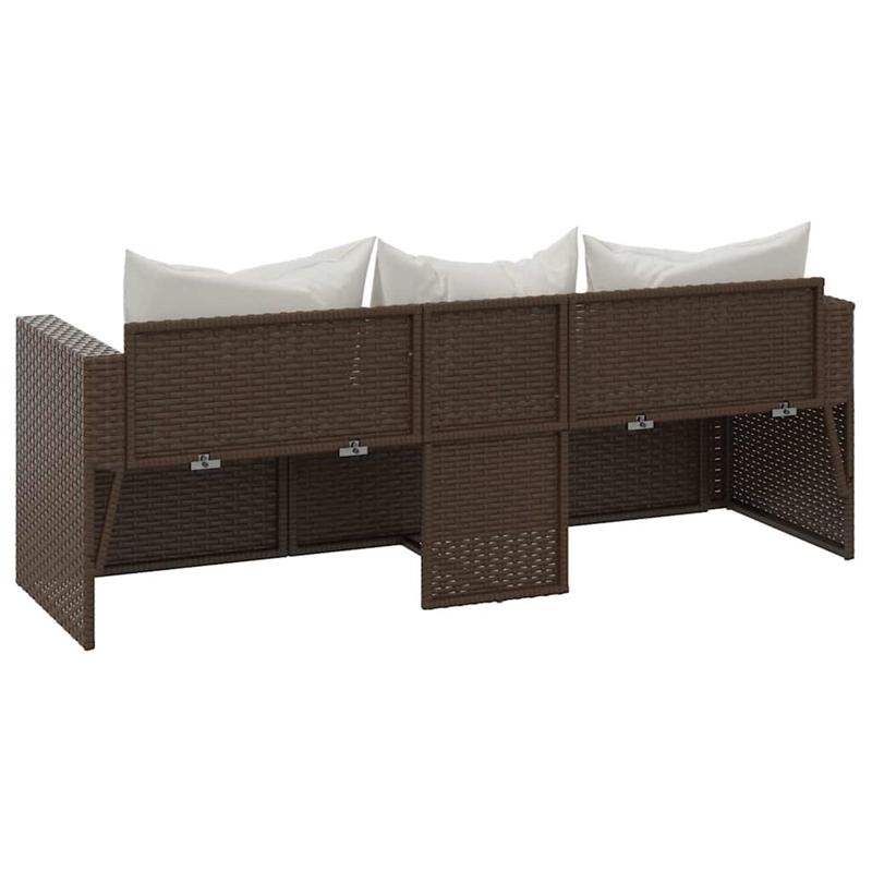 vidaXL 3-Seater Poly Rattan Patio Sofa Modular in Brown