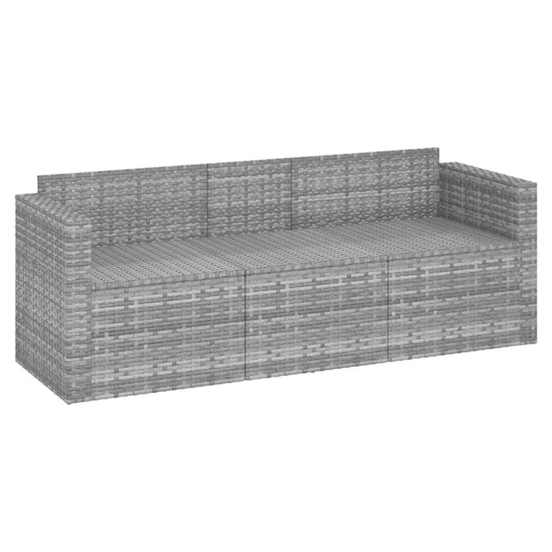 vidaXL 3-Seater Poly Rattan Garden Sofa Modular in Grey
