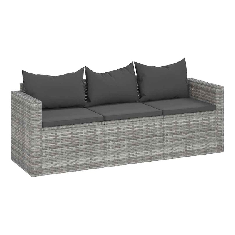 vidaXL 3-Seater Poly Rattan Garden Sofa Modular in Grey