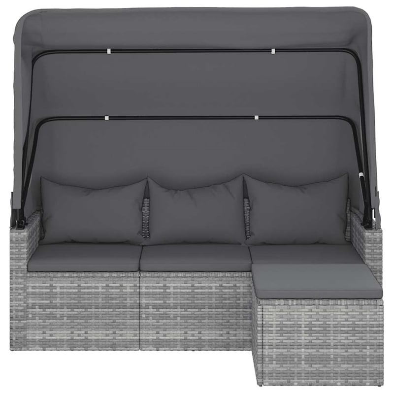 vidaXL 3-Seater PE Rattan Garden Sofa Foldable in Grey