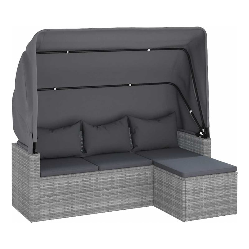 vidaXL 3-Seater PE Rattan Garden Sofa Foldable in Grey