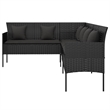 vidaXL L-Shaped Poly Rattan Patio Sofa With Cushions in Black