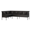 vidaXL L-Shaped Poly Rattan Patio Sofa With Cushions in Black