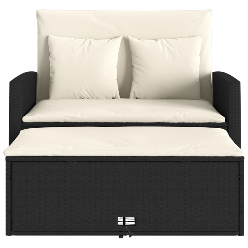 vidaXL Patio Sofa in Black & Cream With White Frame