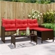 vidaXL Garden Sofa in Brown And Red