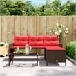 vidaXL Garden Sofa in Brown And Red