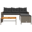 vidaXL Large Poly Rattan Garden Sofa With Removable Covers in Grey