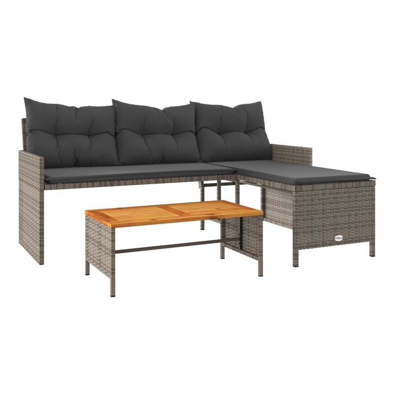 vidaXL Large Poly Rattan Garden Sofa With Removable Covers in Grey