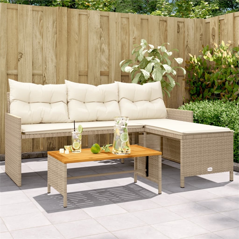 vidaXL Large Modular PE Rattan Garden Sofa in Beige