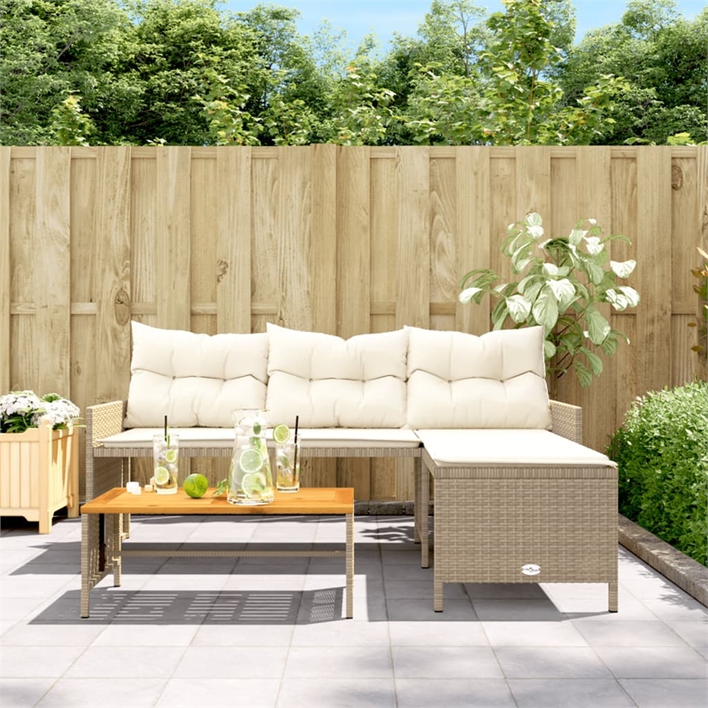 vidaXL Large Modular PE Rattan Garden Sofa in Beige