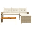 vidaXL Large Modular PE Rattan Garden Sofa in Beige