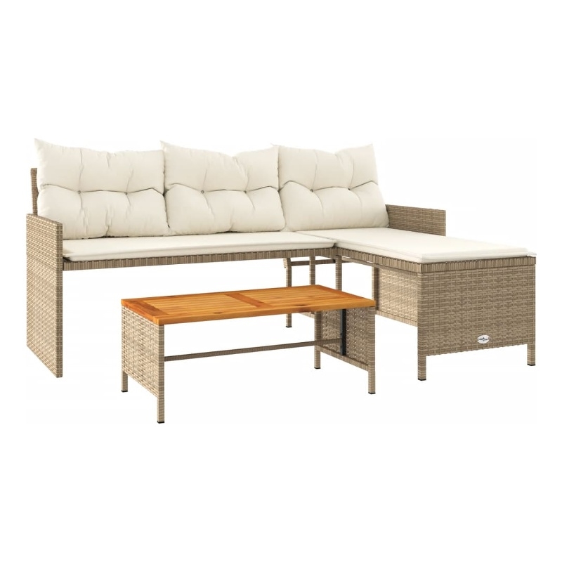vidaXL Large Modular PE Rattan Garden Sofa in Beige
