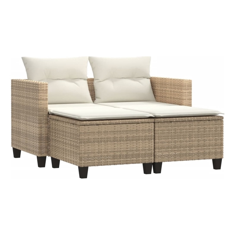 vidaXL Standard PE Rattan Garden Sofa With Removable Covers in Beige