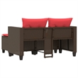 vidaXL 2-Seater PE Rattan And Steel Garden Sofa With Polyester in Brown And Red
