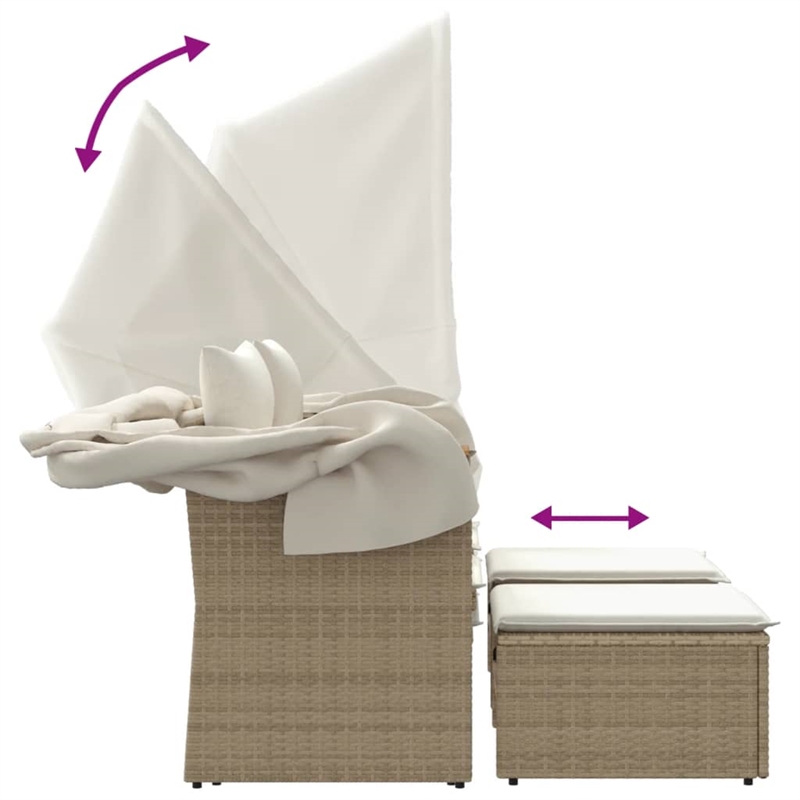 vidaXL PE Rattan Garden Sofa With Removable Covers in Beige