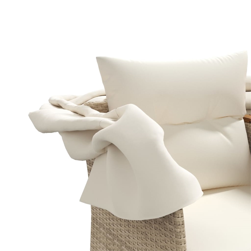 vidaXL PE Rattan Garden Sofa With Removable Covers in Beige