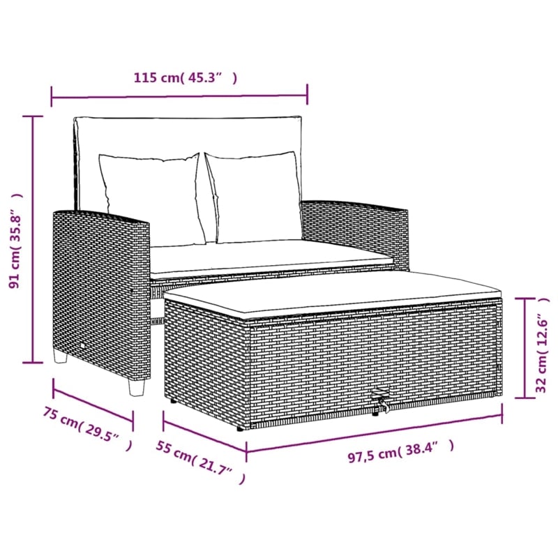 vidaXL Patio Sofa in Beige