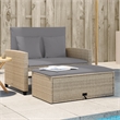 vidaXL 2-Seater PE Rattan And Powder-Coated Steel Patio Sofa in Beige