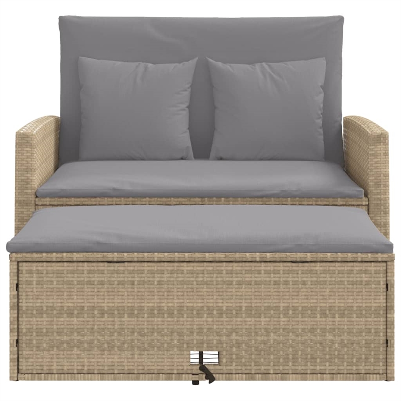 vidaXL 2-Seater PE Rattan And Powder-Coated Steel Patio Sofa in Beige