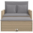 vidaXL 2-Seater PE Rattan And Powder-Coated Steel Patio Sofa in Beige