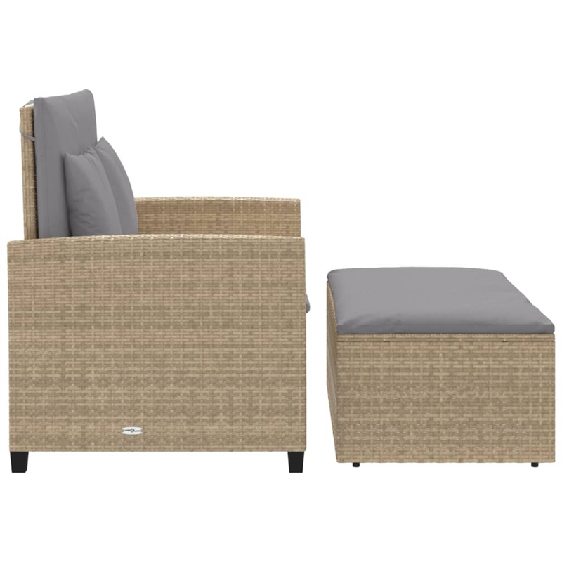 vidaXL 2-Seater PE Rattan And Powder-Coated Steel Patio Sofa in Beige