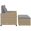 vidaXL 2-Seater PE Rattan And Powder-Coated Steel Patio Sofa in Beige