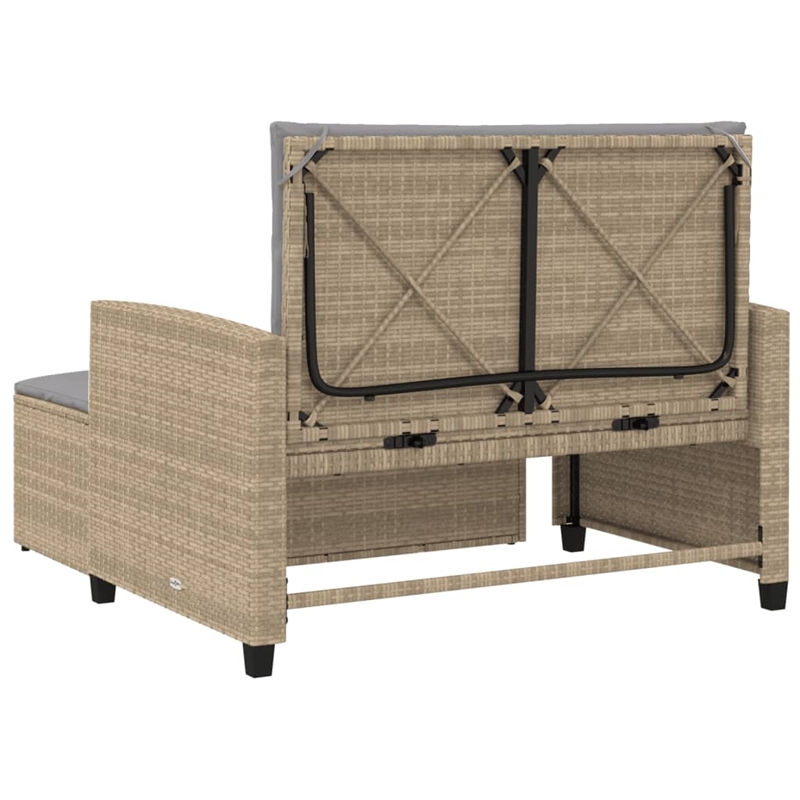 vidaXL 2-Seater PE Rattan And Powder-Coated Steel Patio Sofa in Beige