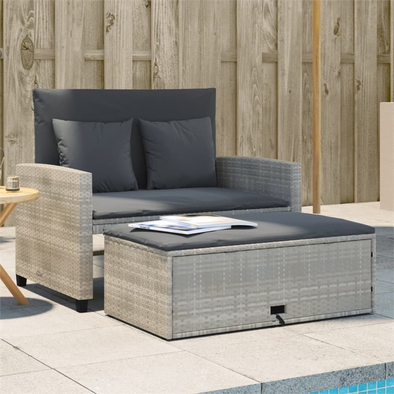 vidaXL Medium PE Rattan Patio Sofa in Light Grey