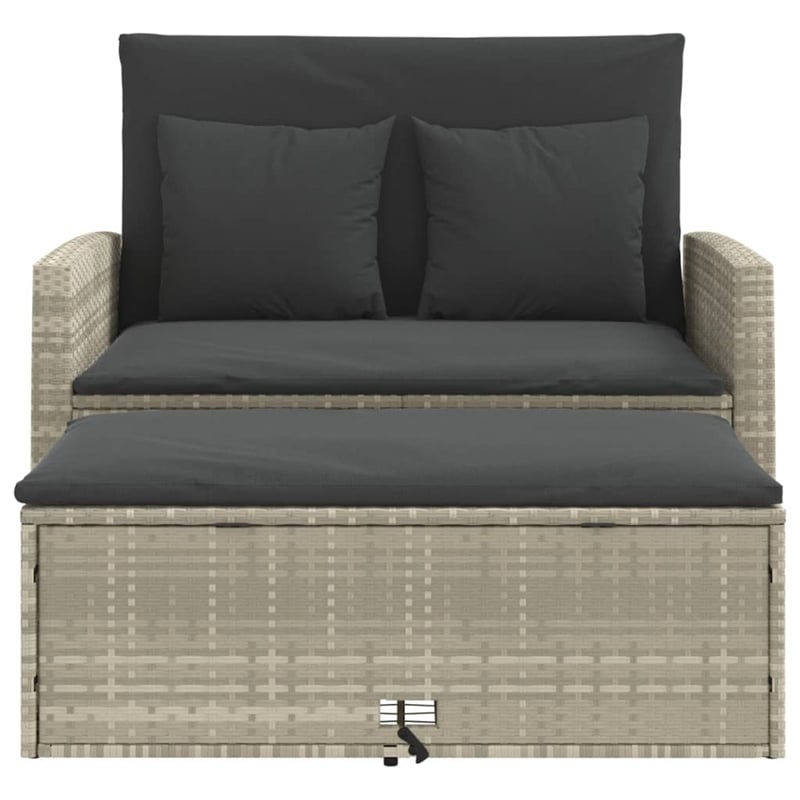 vidaXL Medium PE Rattan Patio Sofa in Light Grey