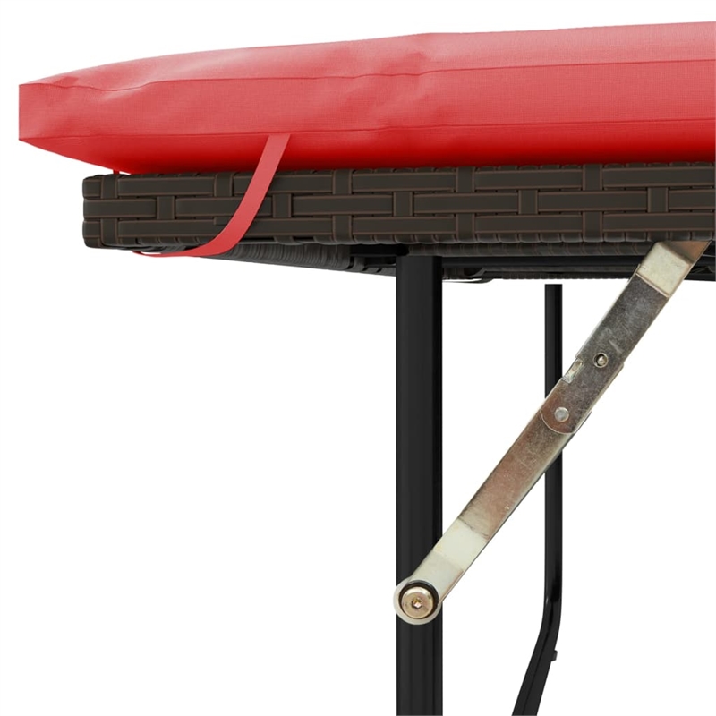 vidaXL 2-Seater Poly Rattan Patio Sofa in Brown & Red