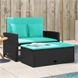 vidaXL 2-Seater PE Rattan Patio Sofa in Black