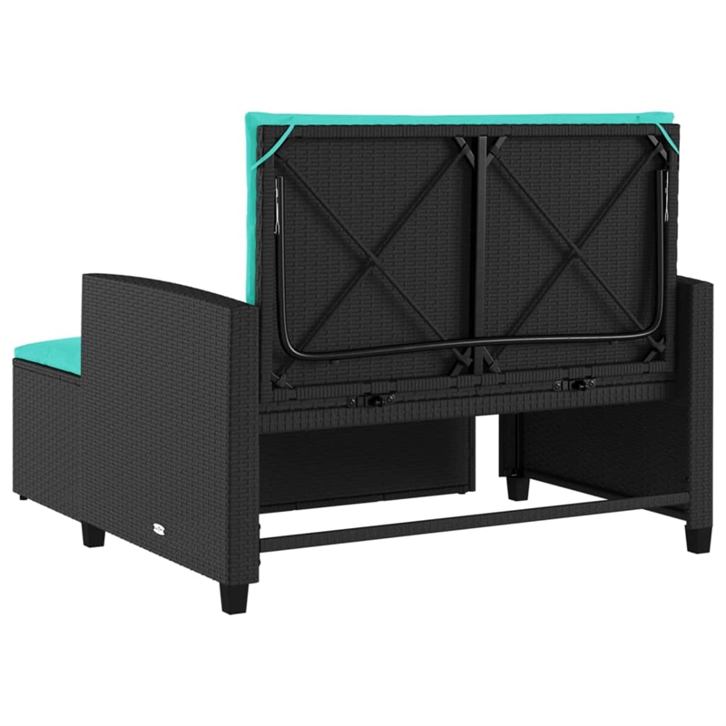 vidaXL 2-Seater PE Rattan Patio Sofa in Black