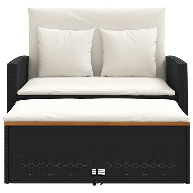 vidaXL 2-Seater Poly Rattan Patio Sofa in Black