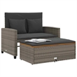 vidaXL Medium PE Wicker Acacia Wood & Powder-Coated Steel Garden Sofa in Grey