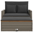 vidaXL Medium PE Wicker Acacia Wood & Powder-Coated Steel Garden Sofa in Grey