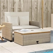 vidaXL 2-Seater Convertible Poly Rattan Patio Sofa in Beige