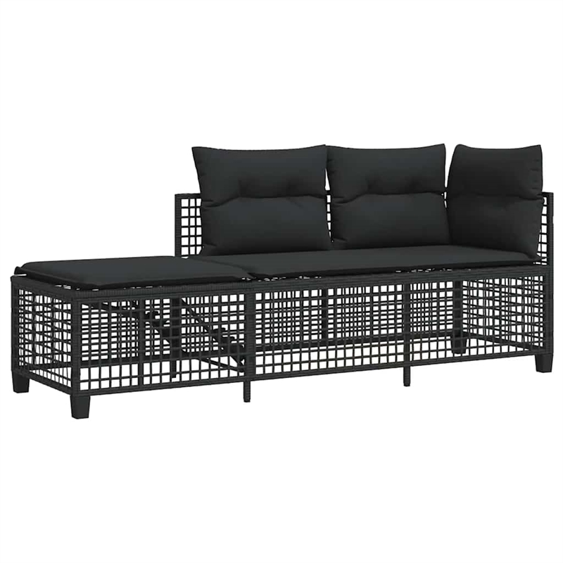 vidaXL Poly Rattan Powder-Coated Steel & Tempered Glass Garden Sofa Set in Black