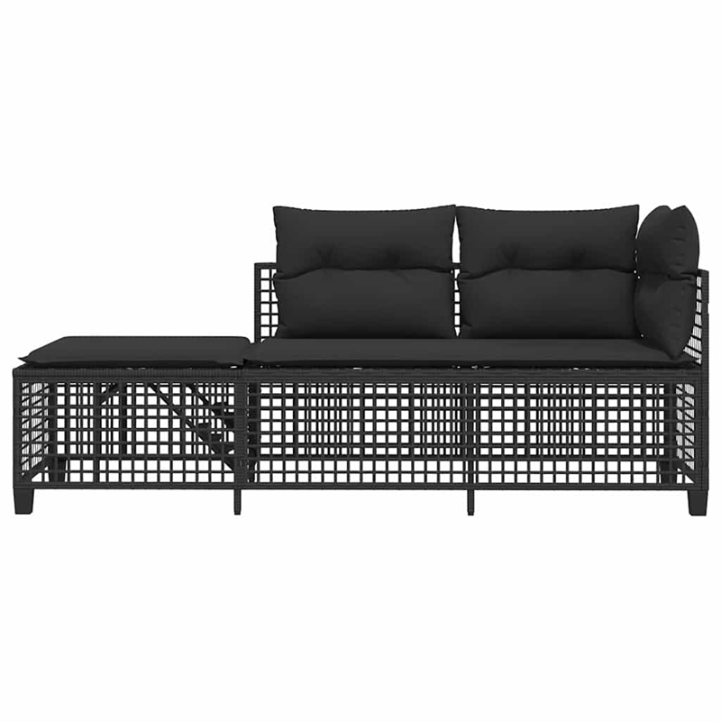 vidaXL Poly Rattan Powder-Coated Steel & Tempered Glass Garden Sofa Set in Black