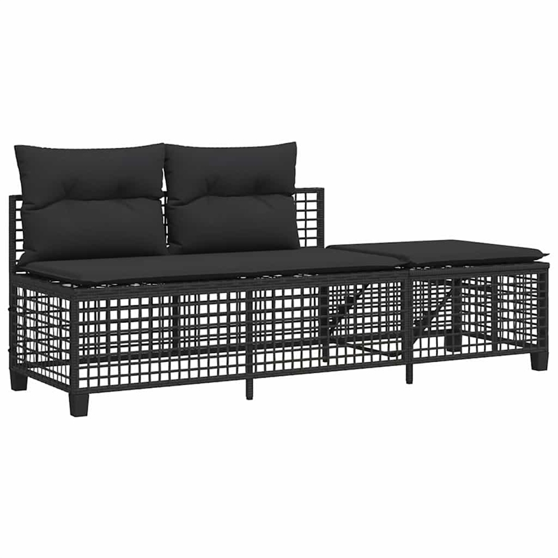vidaXL Poly Rattan Powder-Coated Steel & Tempered Glass Garden Sofa Set in Black