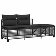 vidaXL Poly Rattan Powder-Coated Steel & Tempered Glass Garden Sofa Set in Black