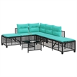 vidaXL 3-Piece PE Rattan Patio Sofa Set Adjustable Armrests in Black