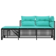 vidaXL 3-Piece PE Rattan Patio Sofa Set Adjustable Armrests in Black
