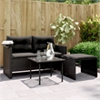 vidaXL Poly Rattan Powder-Coated Steel & Tempered Glass Garden Sofa Set in Black