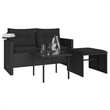 vidaXL Poly Rattan Powder-Coated Steel & Tempered Glass Garden Sofa Set in Black