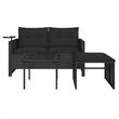 vidaXL Poly Rattan Powder-Coated Steel & Tempered Glass Garden Sofa Set in Black