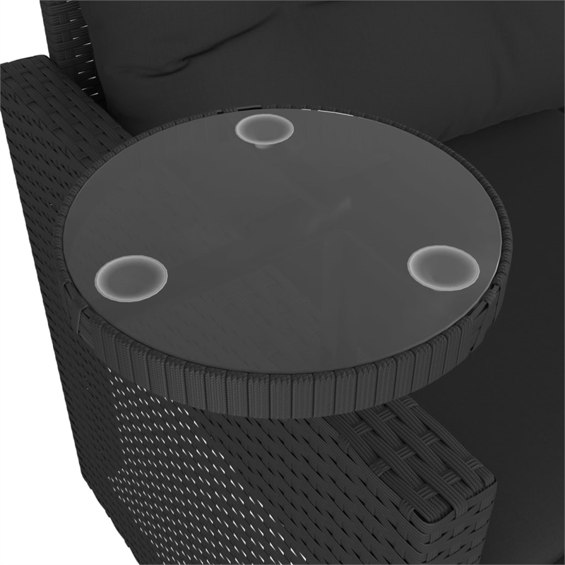 vidaXL Poly Rattan Powder-Coated Steel & Tempered Glass Garden Sofa Set in Black