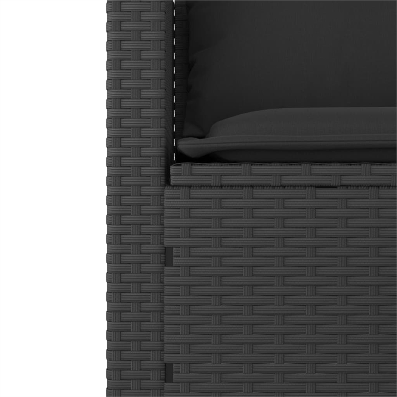 vidaXL Poly Rattan Powder-Coated Steel & Tempered Glass Garden Sofa Set in Black